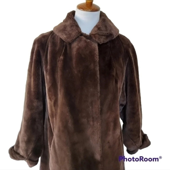 Vintage 50s Brown Faux Fur Teddy‎ Coat Collins and Aikman - Picture 1 of 16